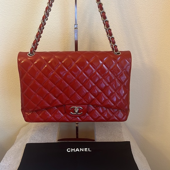 CHANEL Handbags - Chanel Double Flap Quilted Patent Leather Maxi